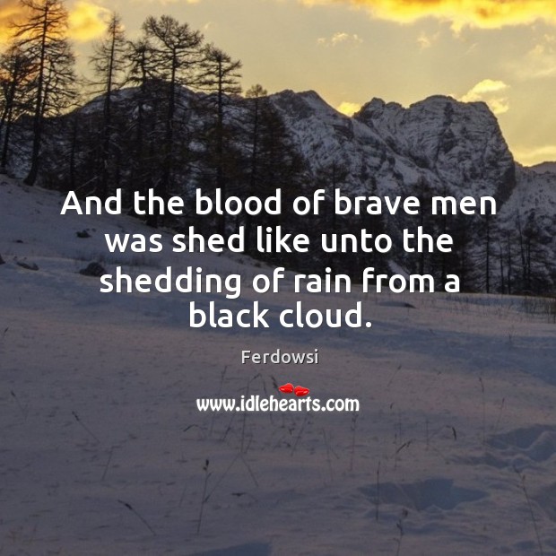 And the blood of brave men was shed like unto the shedding of rain from a black cloud. Ferdowsi Picture Quote