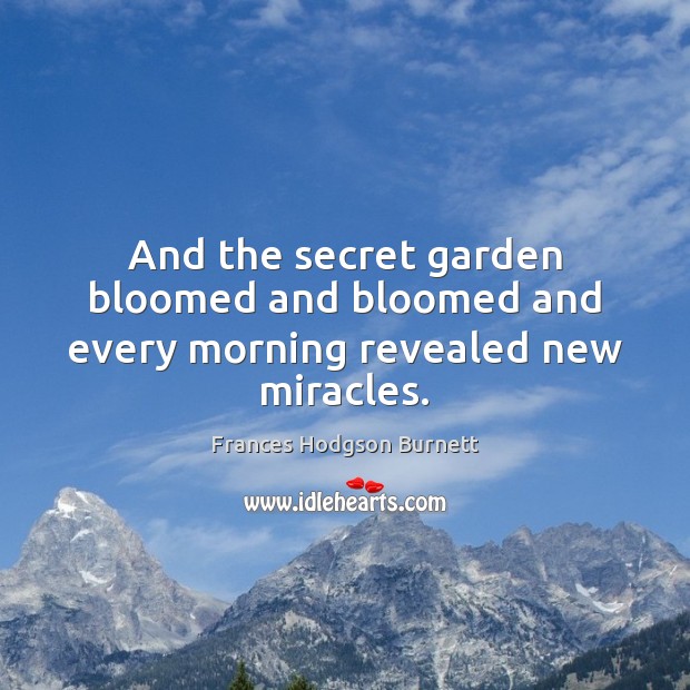 And the secret garden bloomed and bloomed and every morning revealed new miracles. Image