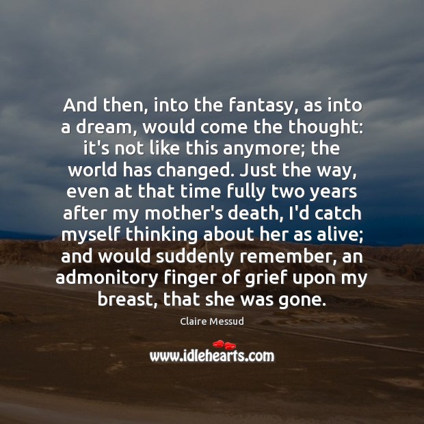 And then, into the fantasy, as into a dream, would come the Claire Messud Picture Quote