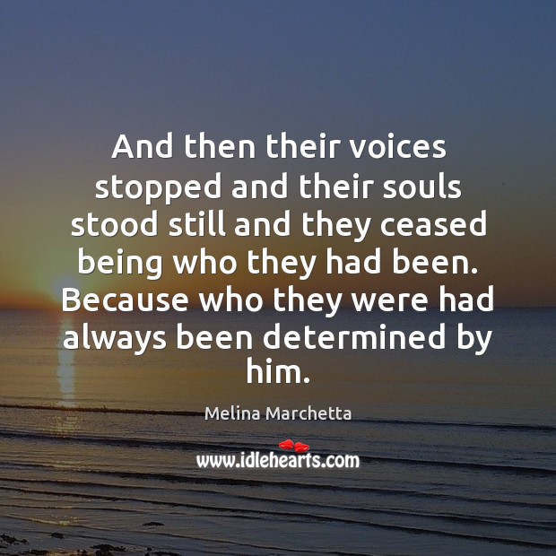 And then their voices stopped and their souls stood still and they Melina Marchetta Picture Quote
