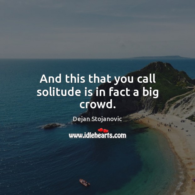 And this that you call solitude is in fact a big crowd. Dejan Stojanovic Picture Quote