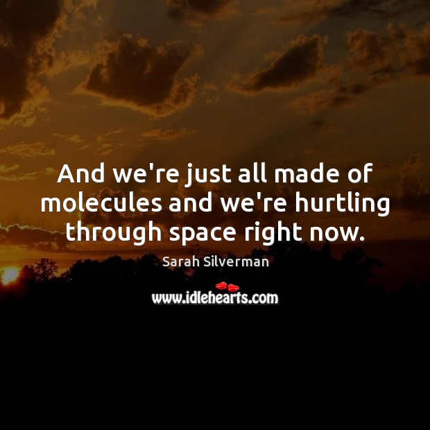 And we’re just all made of molecules and we’re hurtling through space right now. Sarah Silverman Picture Quote