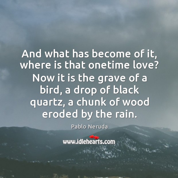 And what has become of it, where is that onetime love? Now Pablo Neruda Picture Quote
