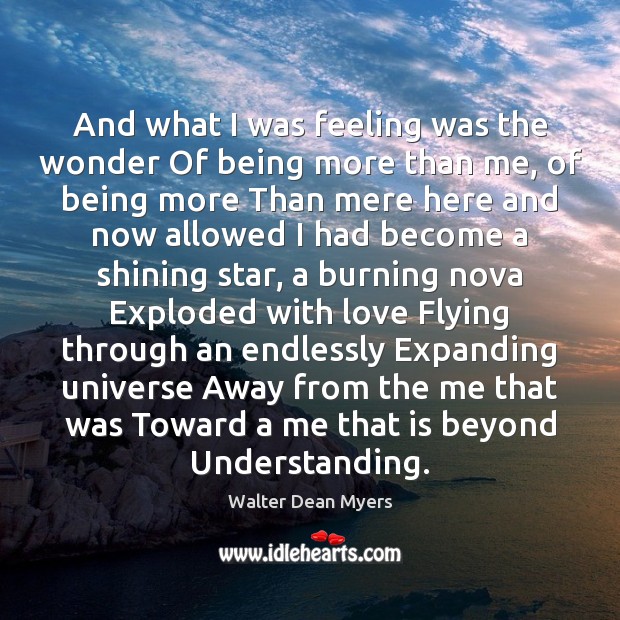 And what I was feeling was the wonder Of being more than Walter Dean Myers Picture Quote