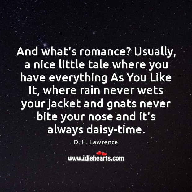 And what’s romance? Usually, a nice little tale where you have everything D. H. Lawrence Picture Quote