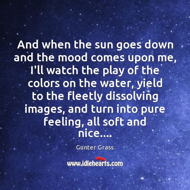 And when the sun goes down and the mood comes upon me, Gunter Grass Picture Quote
