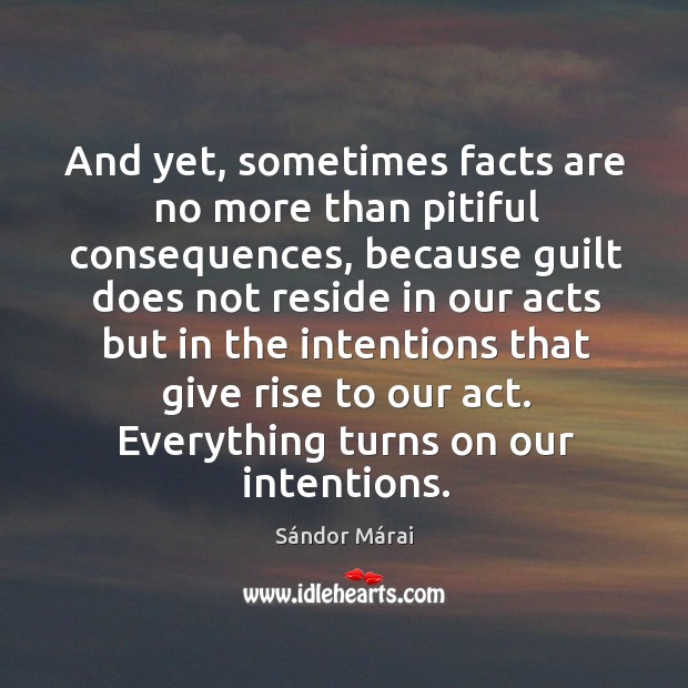 And yet, sometimes facts are no more than pitiful consequences, because guilt Sándor Márai Picture Quote