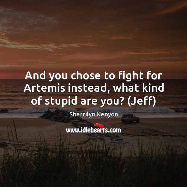 And you chose to fight for Artemis instead, what kind of stupid are you? (Jeff) Sherrilyn Kenyon Picture Quote