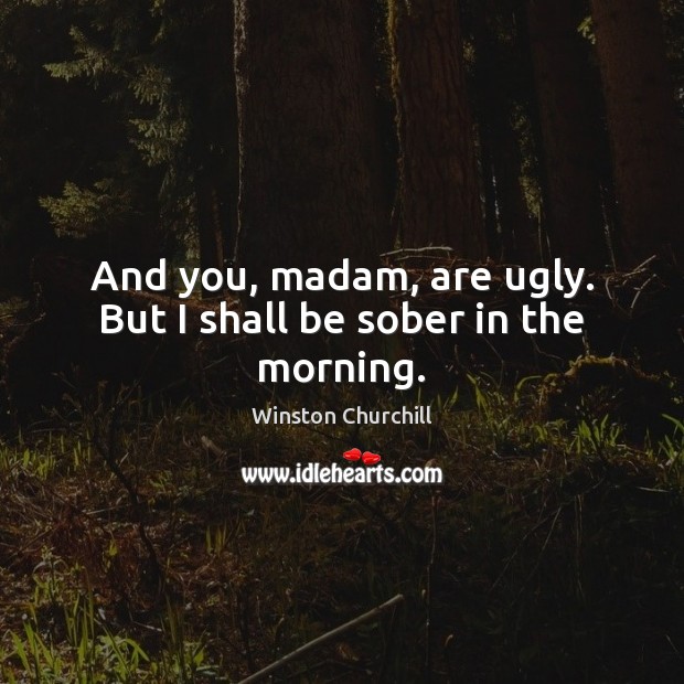 And you, madam, are ugly. But I shall be sober in the morning. Image