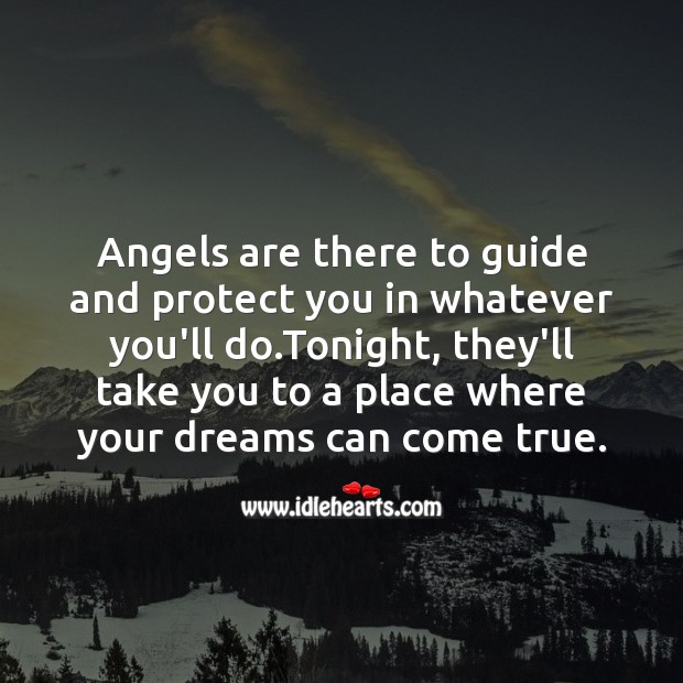 Angels are there to guide and protect Good Night Messages Image