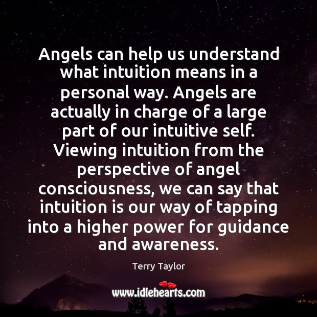 Angels can help us understand what intuition means in a personal way. Terry Taylor Picture Quote