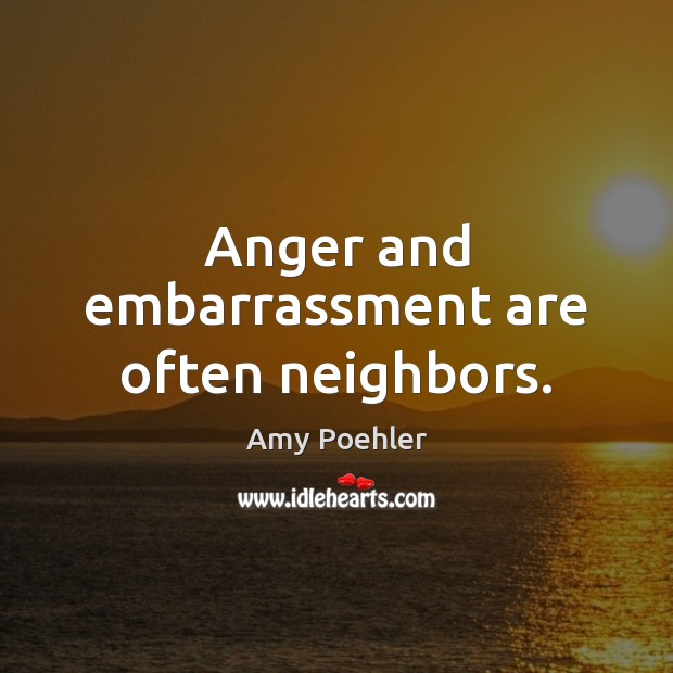 Anger and embarrassment are often neighbors. Amy Poehler Picture Quote