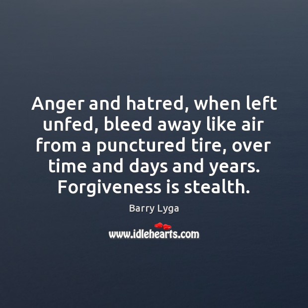 Anger and hatred, when left unfed, bleed away like air from a Barry Lyga Picture Quote