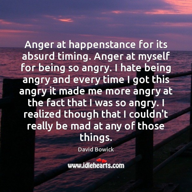 Anger at happenstance for its absurd timing. Anger at myself for being David Bowick Picture Quote