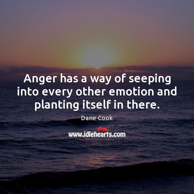 Anger has a way of seeping into every other emotion and planting itself in there. Dane Cook Picture Quote