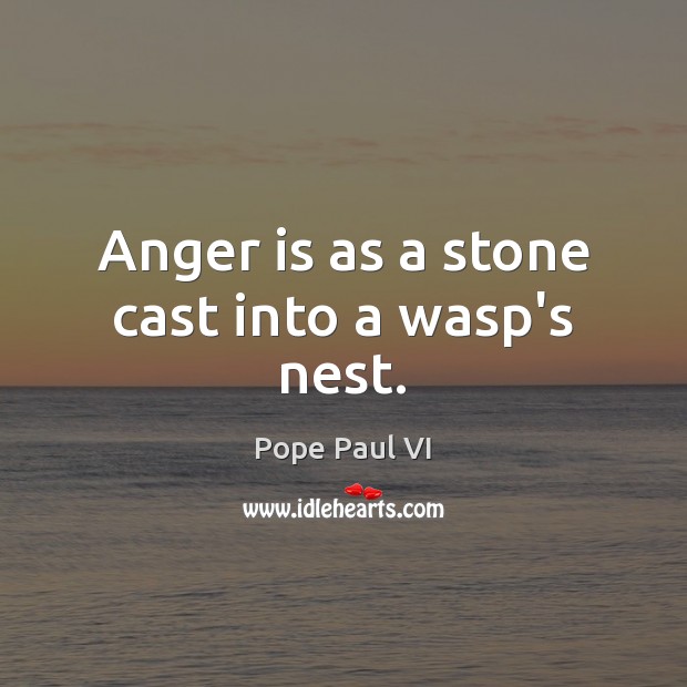 Anger is as a stone cast into a wasp’s nest. Image