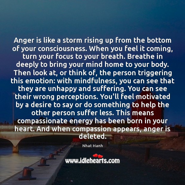 Anger is like a storm rising up from the bottom of your Anger Quotes Image