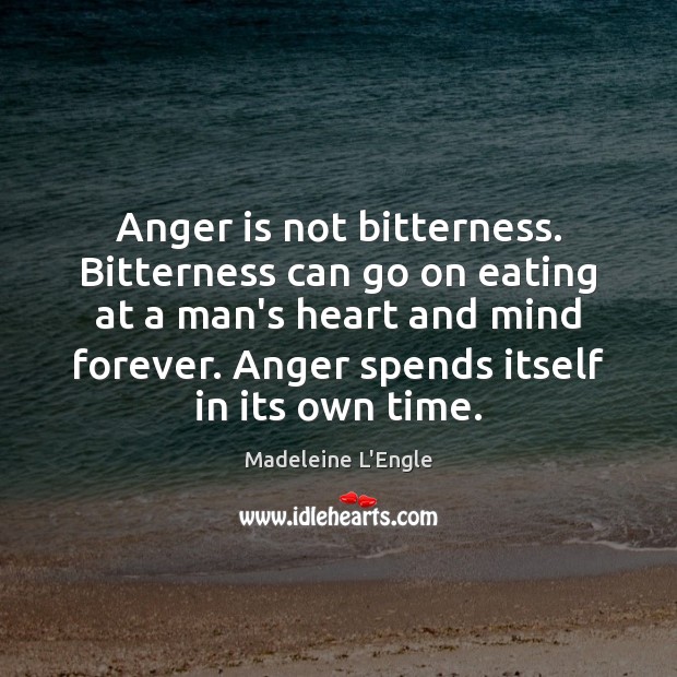 Anger is not bitterness. Bitterness can go on eating at a man’s Image