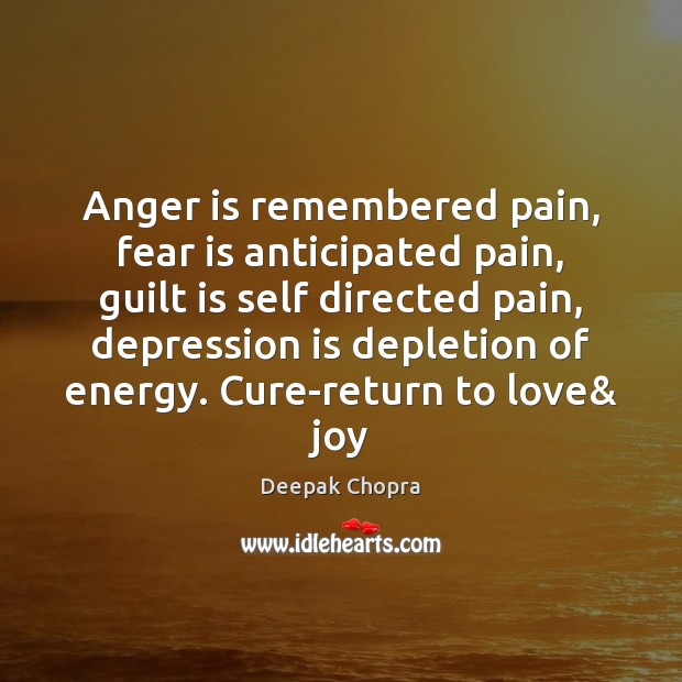 Anger is remembered pain, fear is anticipated pain, guilt is self directed Depression Quotes Image