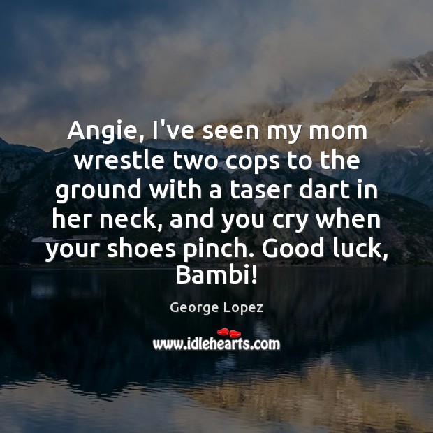Angie, I’ve seen my mom wrestle two cops to the ground with George Lopez Picture Quote