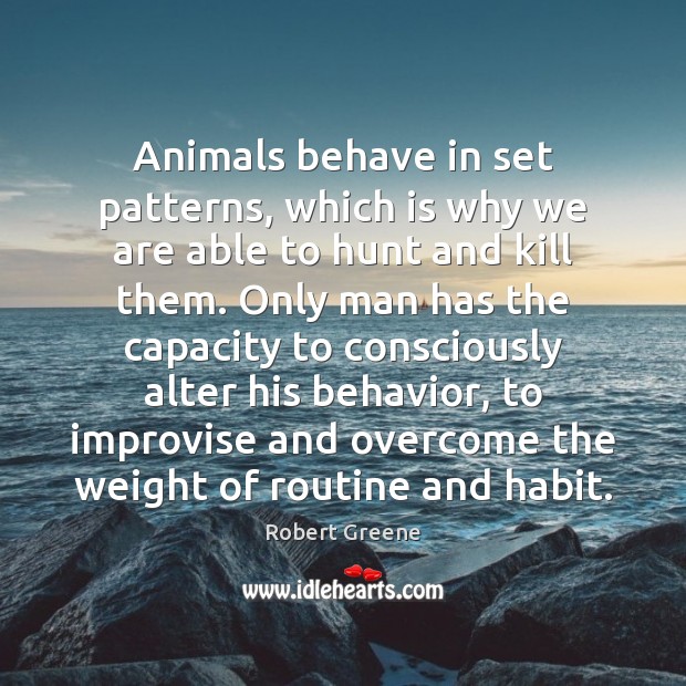Animals behave in set patterns, which is why we are able to Robert Greene Picture Quote