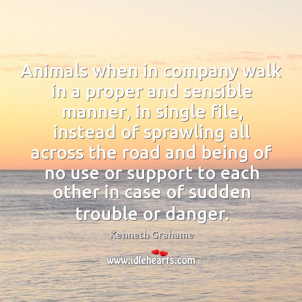Animals when in company walk in a proper and sensible manner, in single file, instead of Image