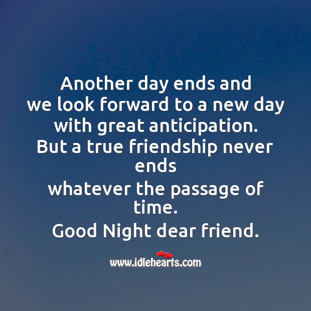 Another day ends and we look forward to a new day Good Night Quotes Image