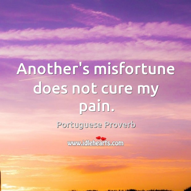 Another’s misfortune does not cure my pain. Image