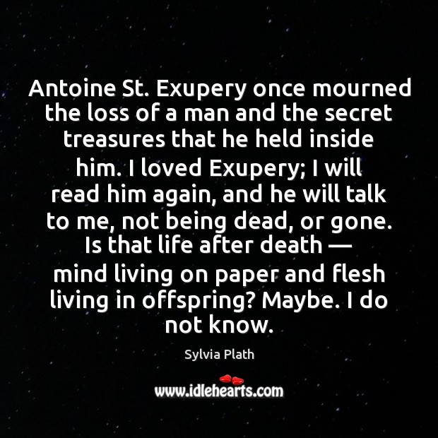 Antoine St. Exupery once mourned the loss of a man and the Sylvia Plath Picture Quote