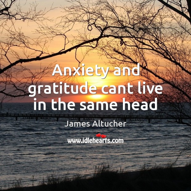 Anxiety and gratitude cant live in the same head James Altucher Picture Quote