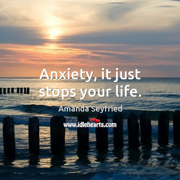 Anxiety, it just stops your life. Amanda Seyfried Picture Quote