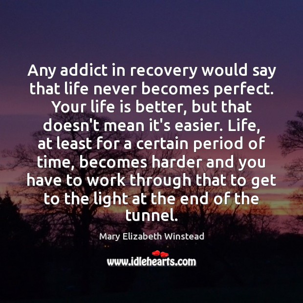 Any addict in recovery would say that life never becomes perfect. Your Mary Elizabeth Winstead Picture Quote