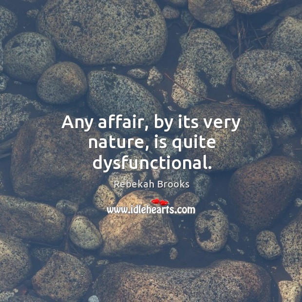 Any affair, by its very nature, is quite dysfunctional. Rebekah Brooks Picture Quote
