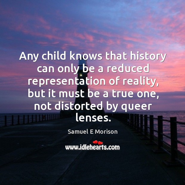 Any child knows that history can only be a reduced representation of reality Samuel E Morison Picture Quote