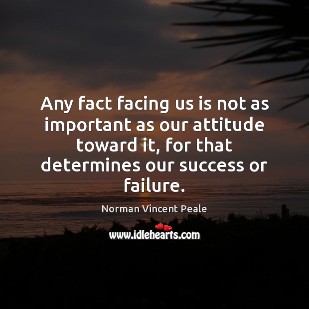 Any fact facing us is not as important as our attitude toward Norman Vincent Peale Picture Quote