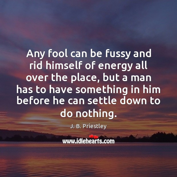 Any fool can be fussy and rid himself of energy all over J. B. Priestley Picture Quote