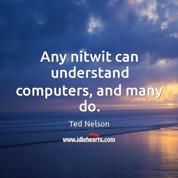 Any nitwit can understand computers, and many do. Image