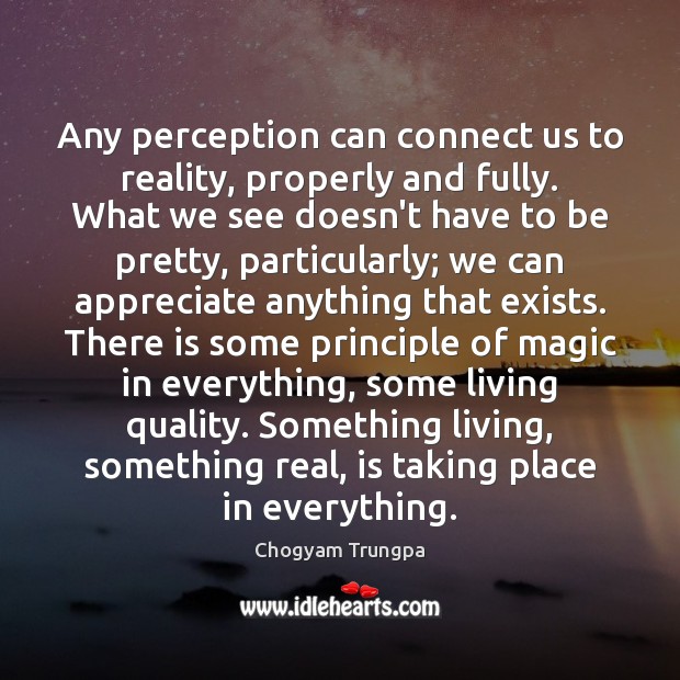 Any perception can connect us to reality, properly and fully. What we Image