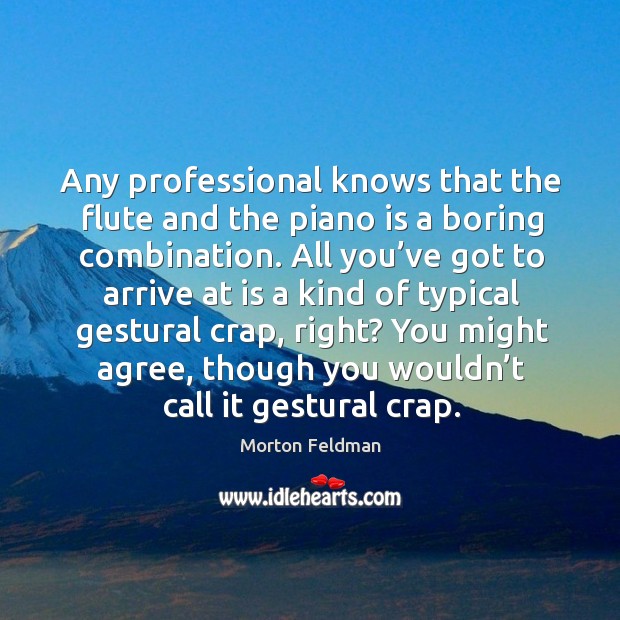 Any professional knows that the flute and the piano is a boring combination. Morton Feldman Picture Quote