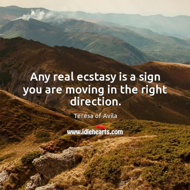 Any real ecstasy is a sign you are moving in the right direction. Image