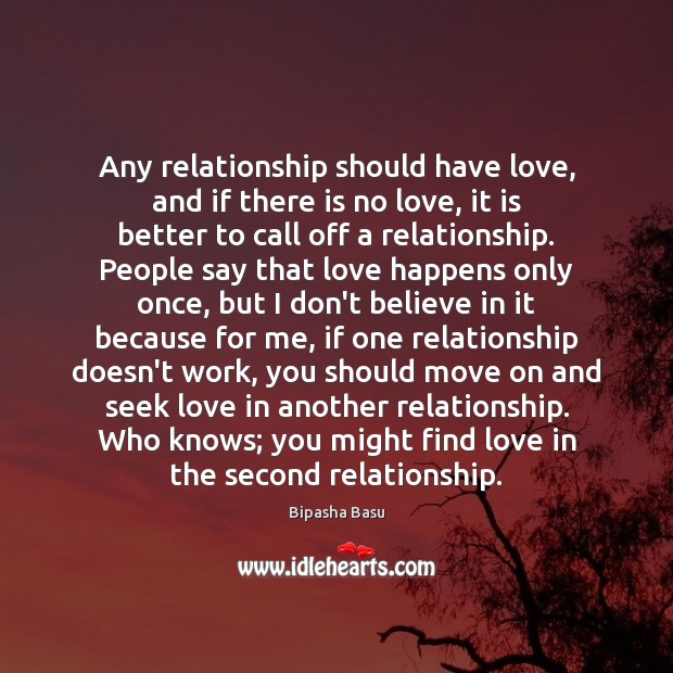 Any relationship should have love, and if there is no love, it Bipasha Basu Picture Quote