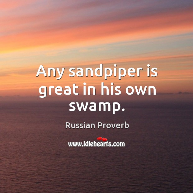 Any sandpiper is great in his own swamp. Russian Proverbs Image