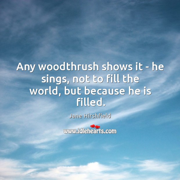 Any woodthrush shows it – he sings, not to fill the world, but because he is filled. Image