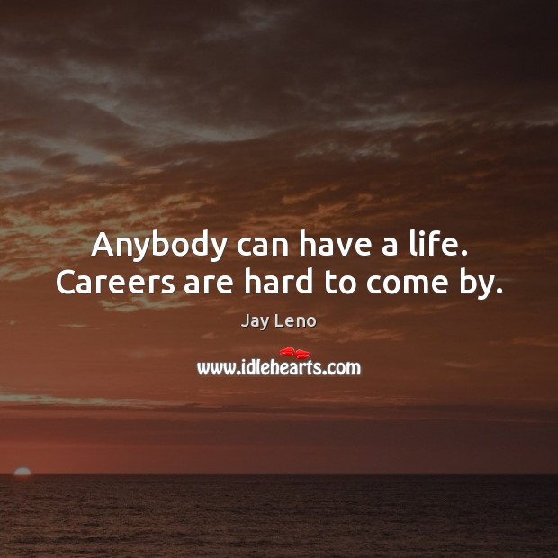 Anybody can have a life. Careers are hard to come by. Image