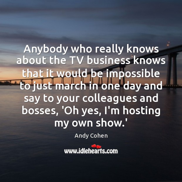 Anybody who really knows about the TV business knows that it would Andy Cohen Picture Quote