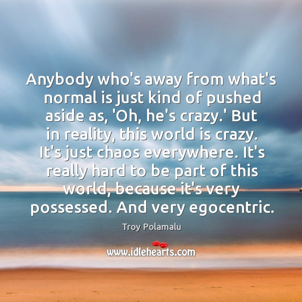 Anybody who’s away from what’s normal is just kind of pushed aside Troy Polamalu Picture Quote