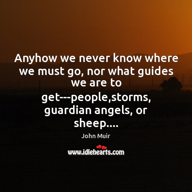 Anyhow we never know where we must go, nor what guides we John Muir Picture Quote