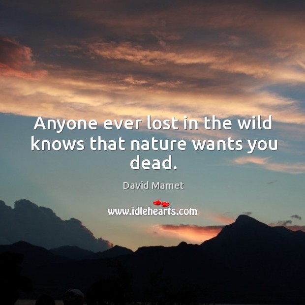 Anyone ever lost in the wild knows that nature wants you dead. Image