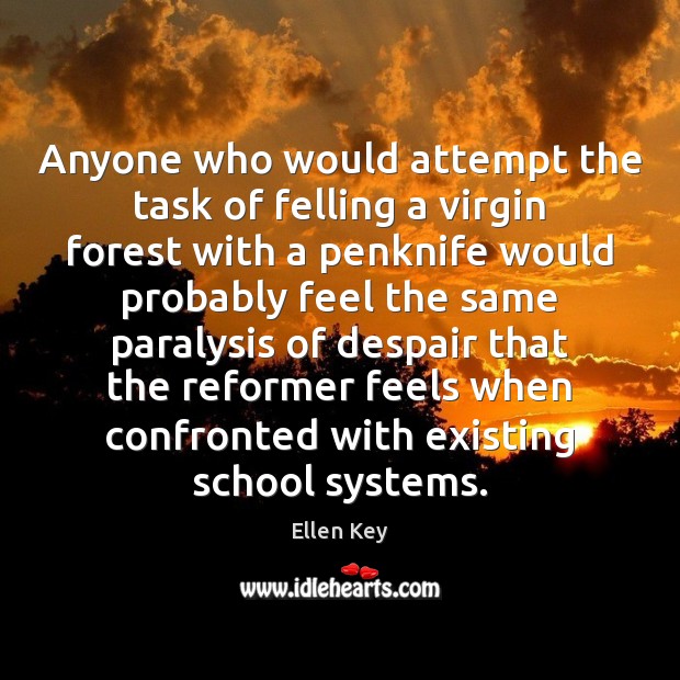Anyone who would attempt the task of felling a virgin forest with Ellen Key Picture Quote
