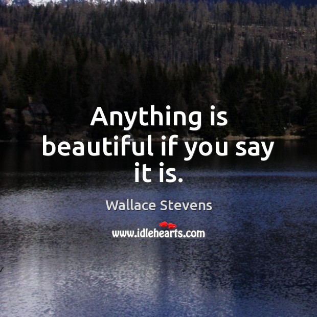 Anything is beautiful if you say it is. Image